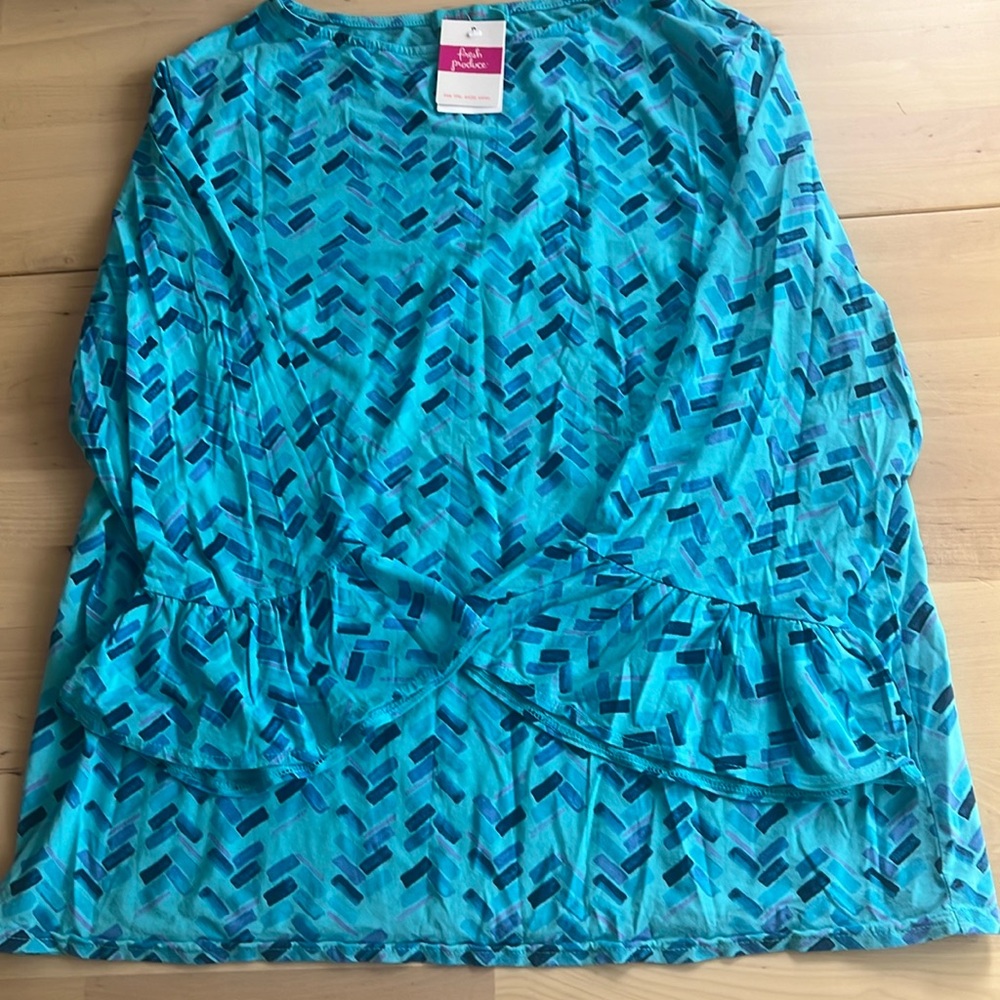 Fresh Produce Geometric/Mosaic Top,Multicolored,NWT, Ruffle/Bell Sleeve,Women XL